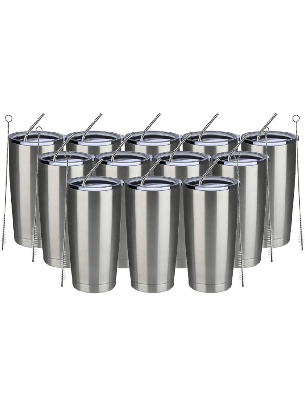 20oz Double Wall Insulated Tumblers - 12 Pack Stainless Steel Travel Mugs with